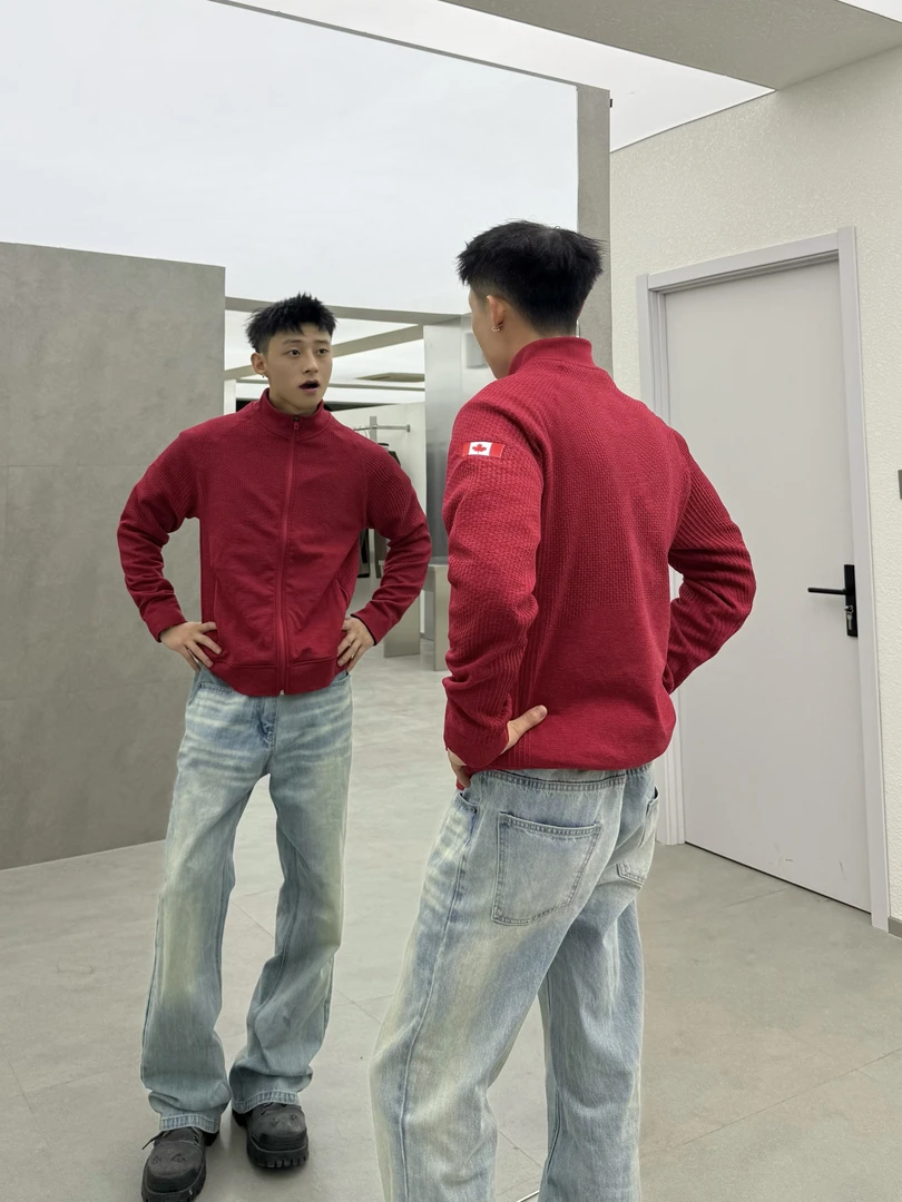 ZTKG加拿大限定无缝提花lu家平替外套健身立领弹力拉链夹克外套潮