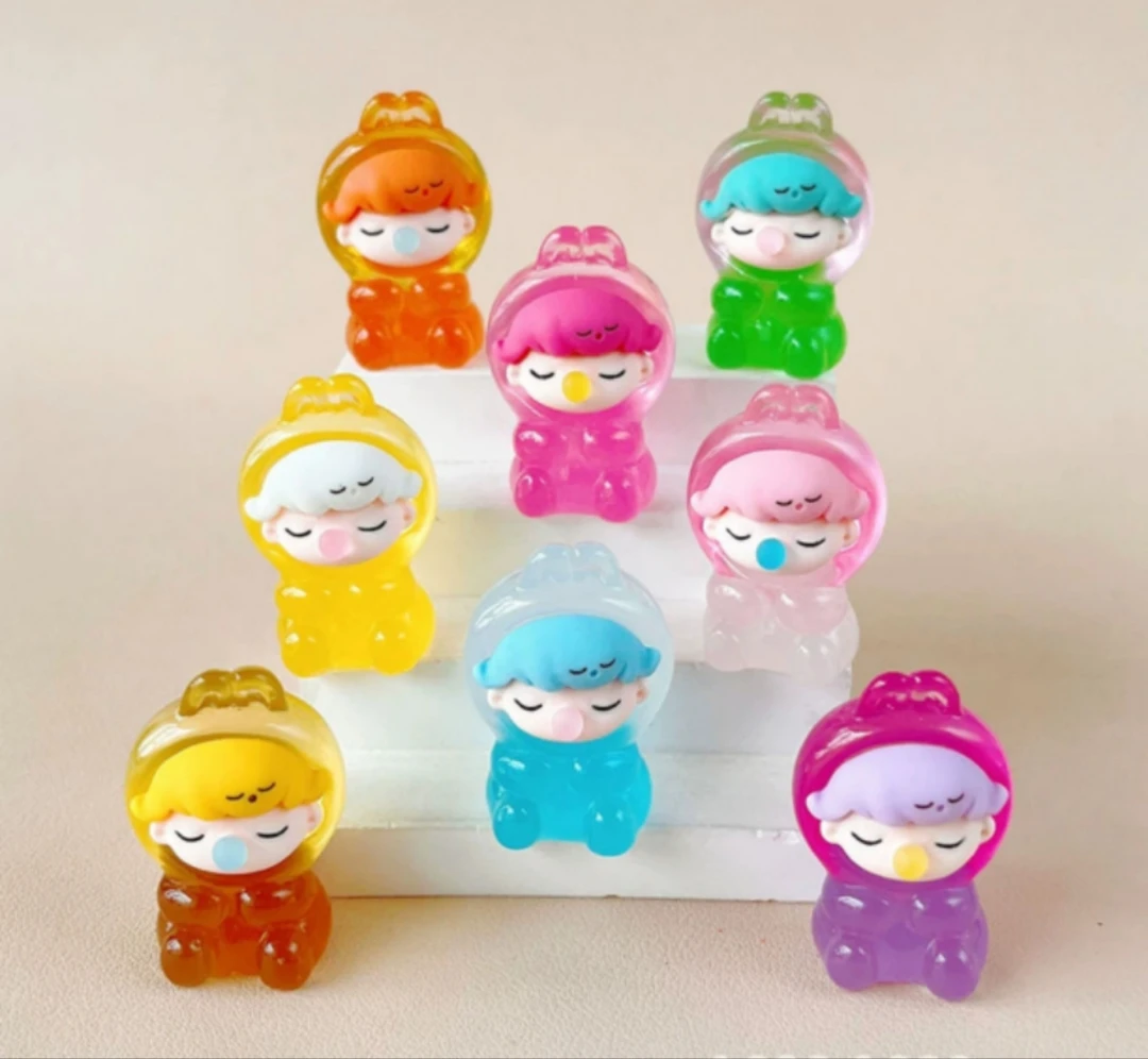 【直播拆】九宫格+许愿  夜光吐泡泡卡通diy树脂饰品摆件