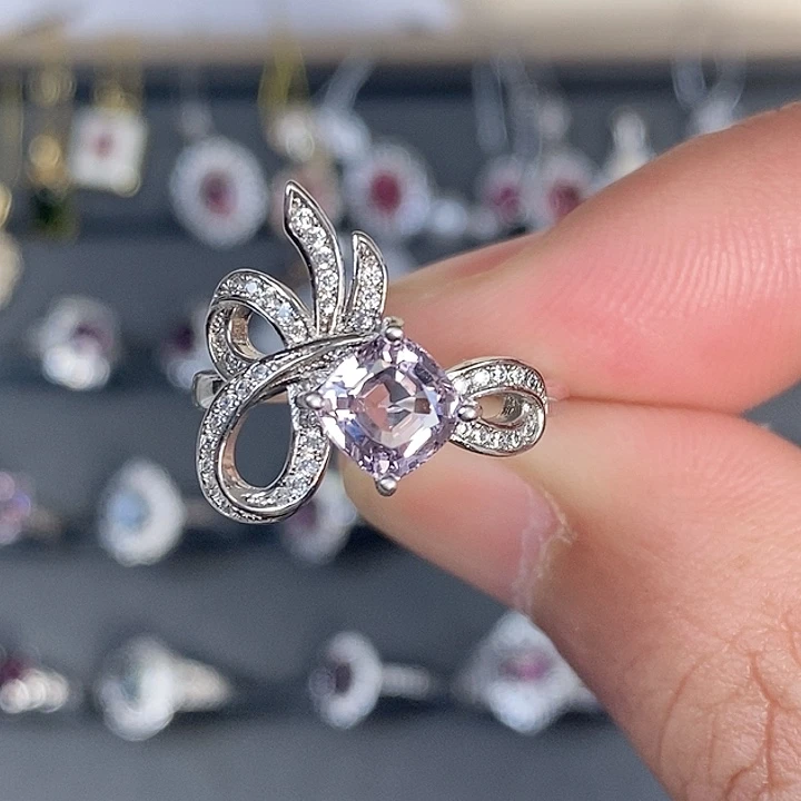 尖晶石戒指银S925镶嵌