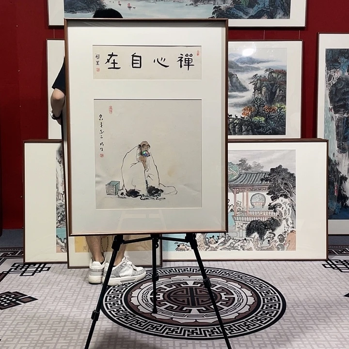 国画手绘作品带框