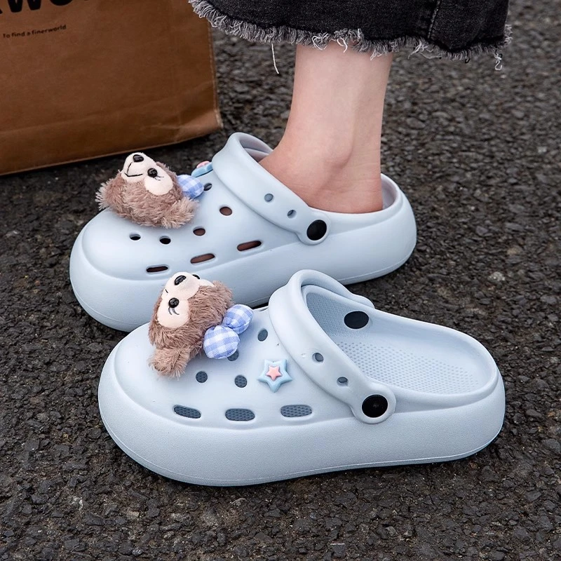 厚底洞洞鞋女款夏季外穿2025新款海边沙滩防滑百搭eva包头凉拖女