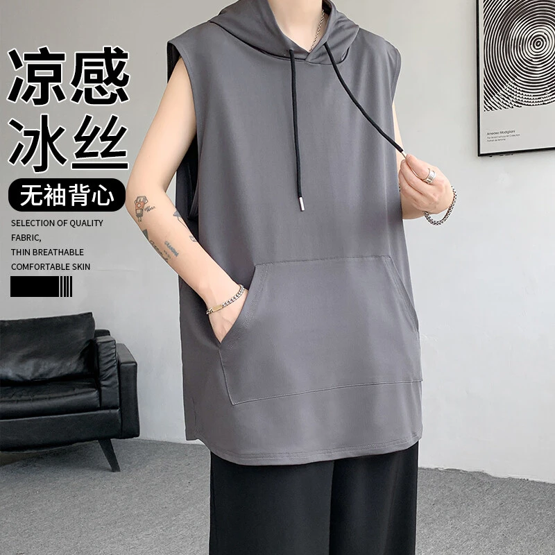 隐匿者美式高街男士速干冰丝背心2025夏季新款百搭大码无袖运动服