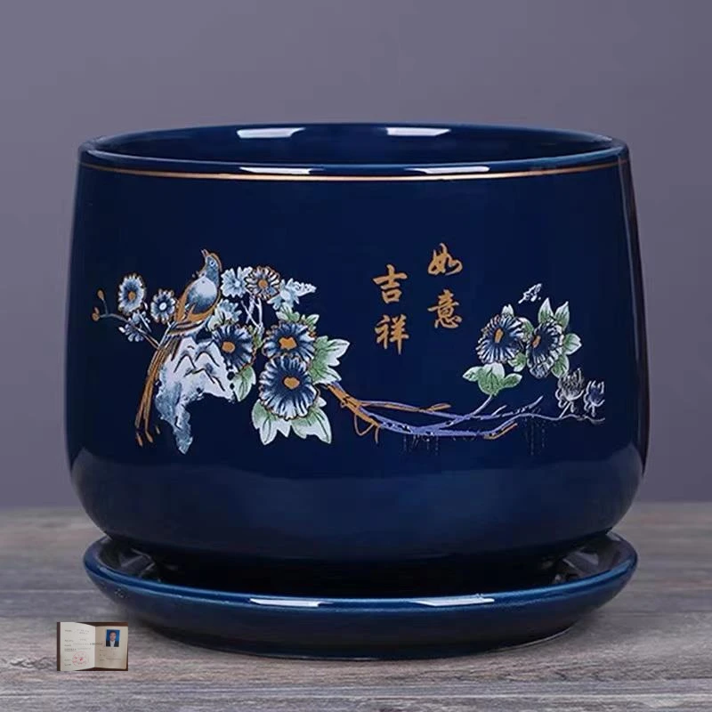 花盆陶瓷带托盘大号家用室内客厅绿萝君子兰花盆养花专用绿植花盆