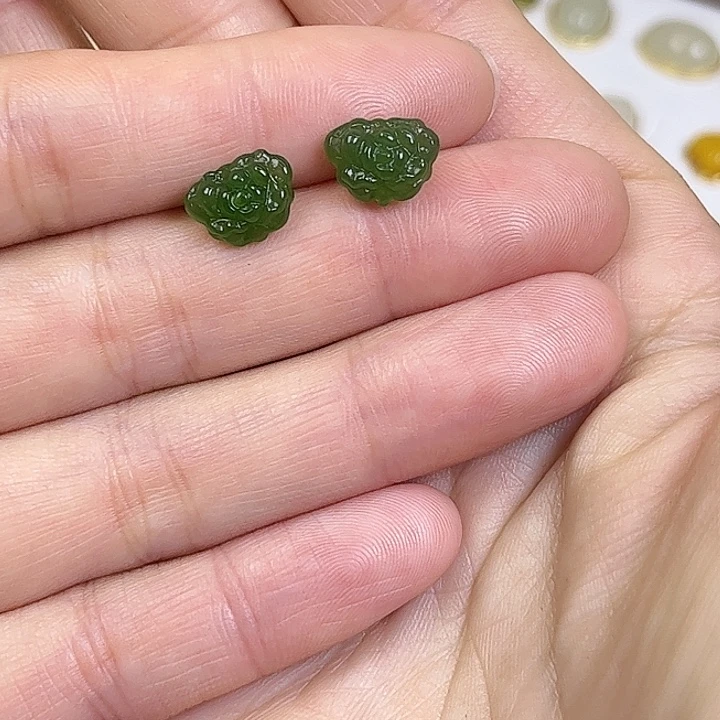 和田玉银S925镶嵌耳饰