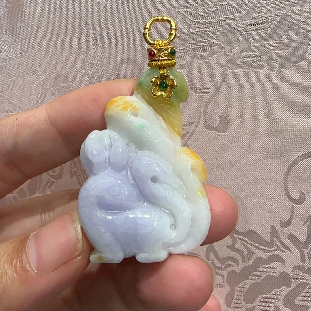 翡翠未镶嵌吊坠(赠链)国风小狐狸