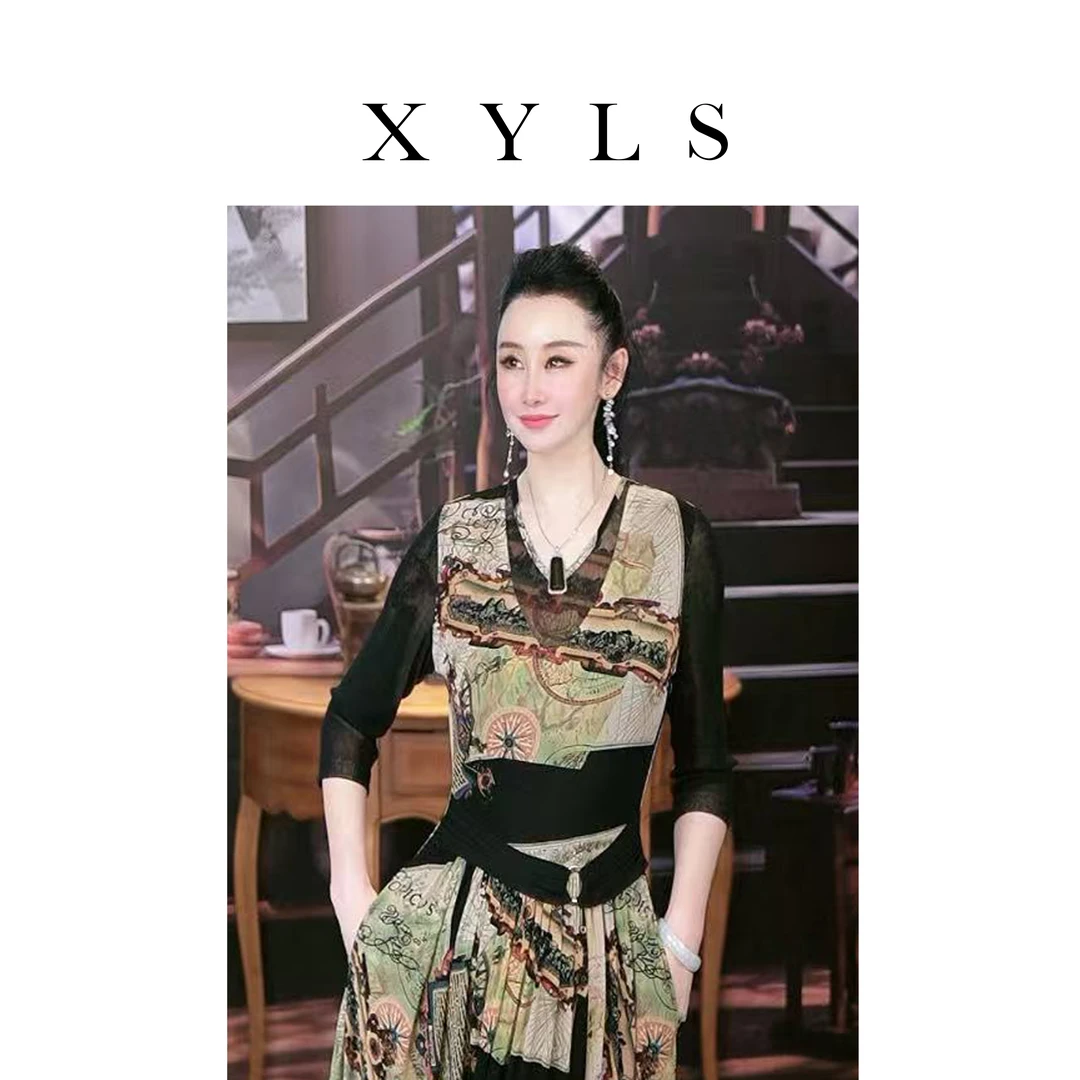 女装连衣裙弹力印花T006736