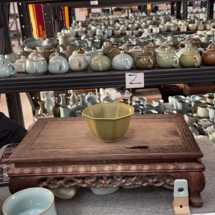 摆件茶沫釉八方杯