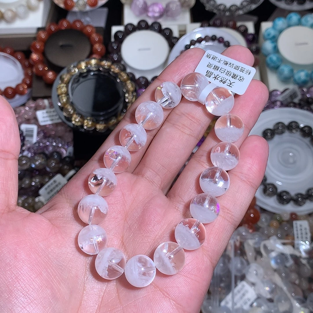 未镶嵌手串水晶白幽灵手串12.5