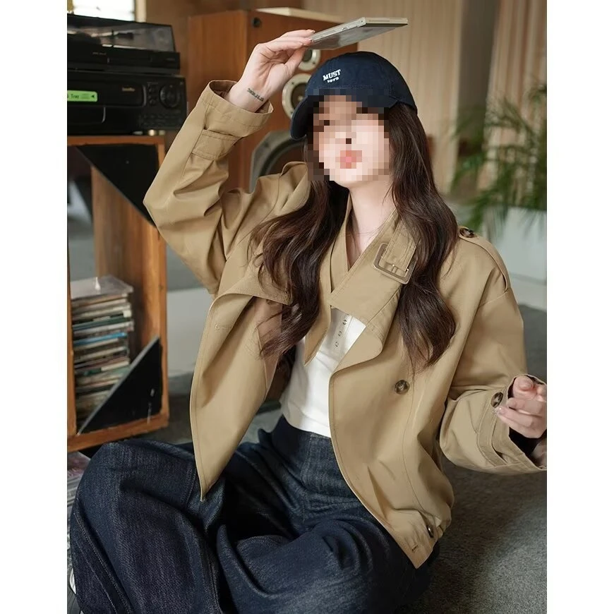 潮流新品时尚立领风衣外套女新品秋季休闲宽松宝宝夹克上衣中长款