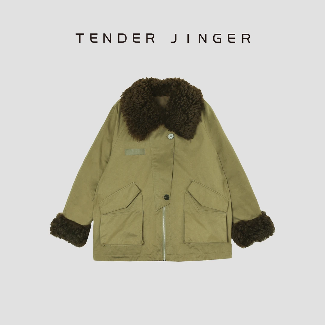 Tender Jinger【黑标】意大利莫斯纳皮毛一体白鹅绒外套T54MYY41390