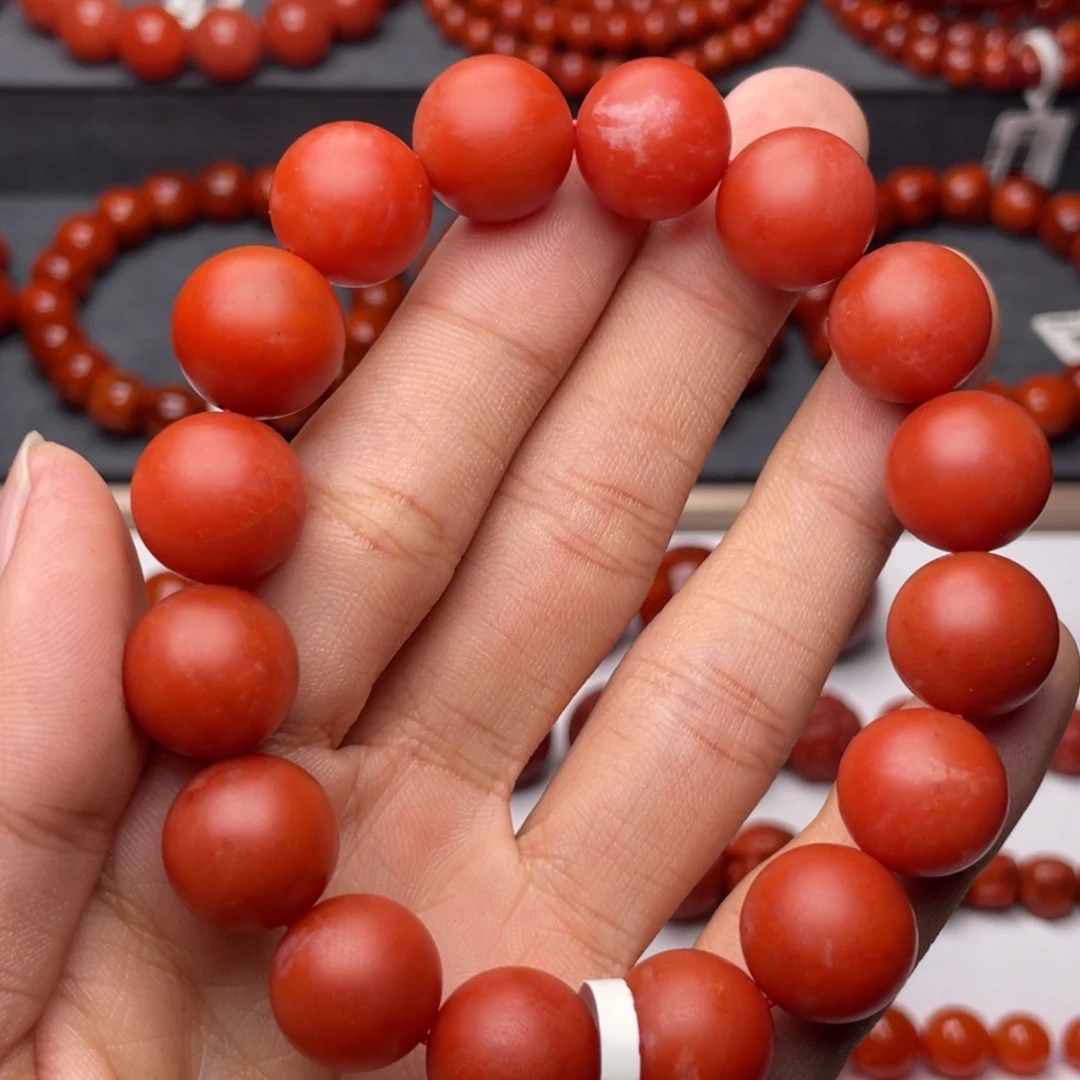 南红玛瑙未镶嵌手串H14mm收藏保山满红满肉锦红手串