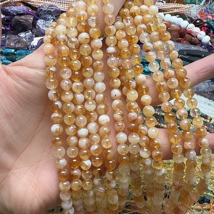 玛瑙/玉髓未镶嵌珠宝半成品一条6mm黄塔晶