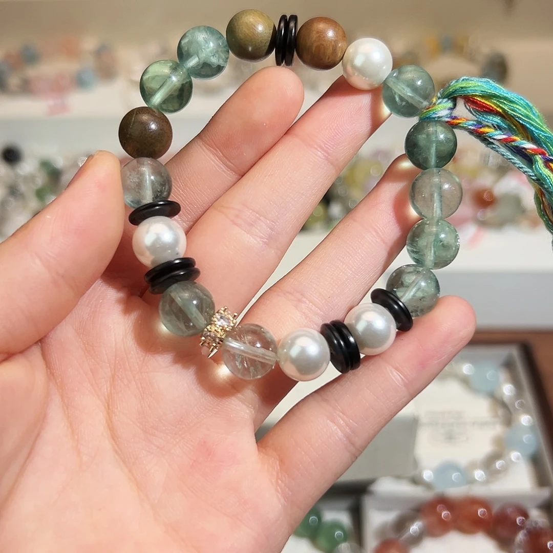 合金手链烟晶绿萤石
