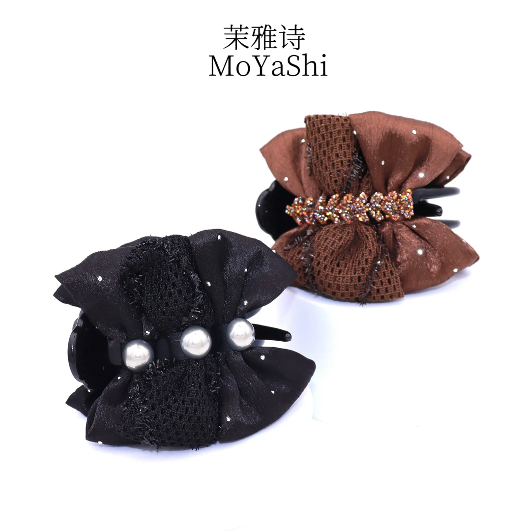 茉雅诗【梦予】AB面可带缎面麦穗钻蝴蝶结8cm丸子夹MY376