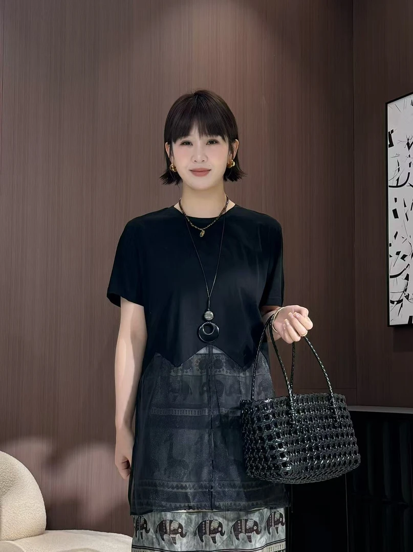 方和屿.拼色休闲风短袖常规拼接T恤夏季时尚轻奢新款入秋外套2562