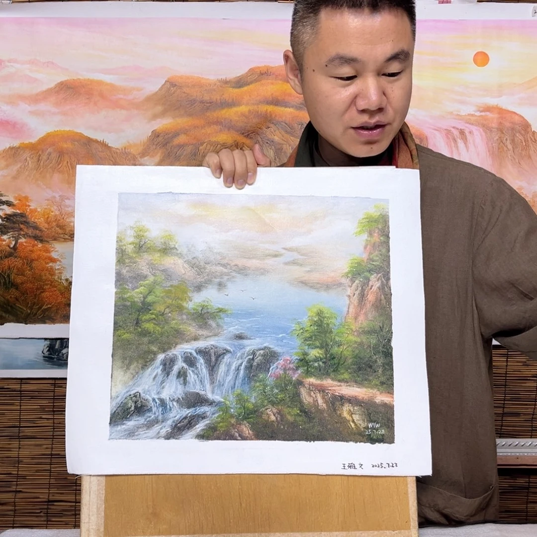 油画行路人小院绘画作品竞拍