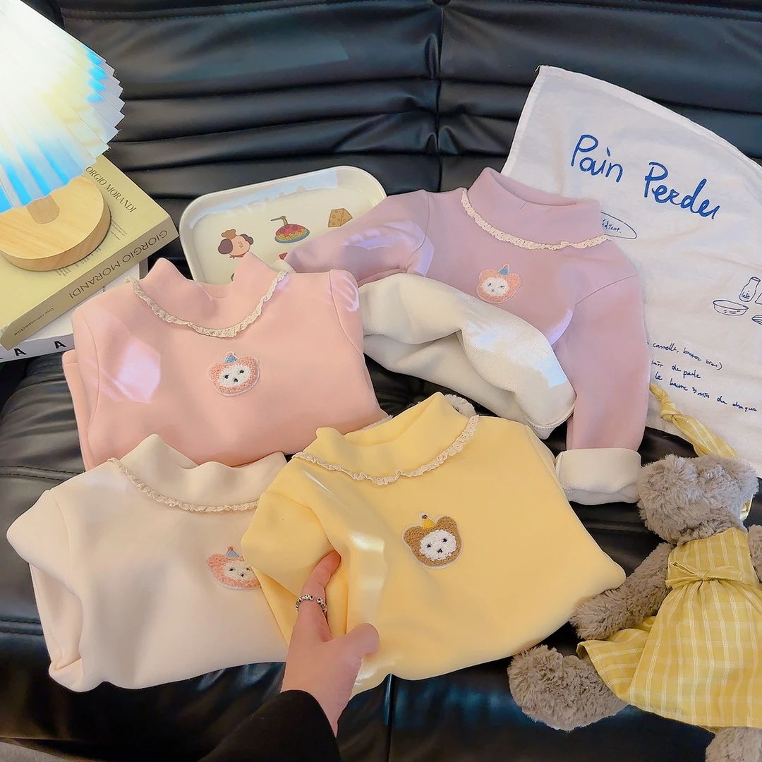 【冬季必入】2025新款加绒加厚女童打底衫洋气半高领保暖长袖内搭