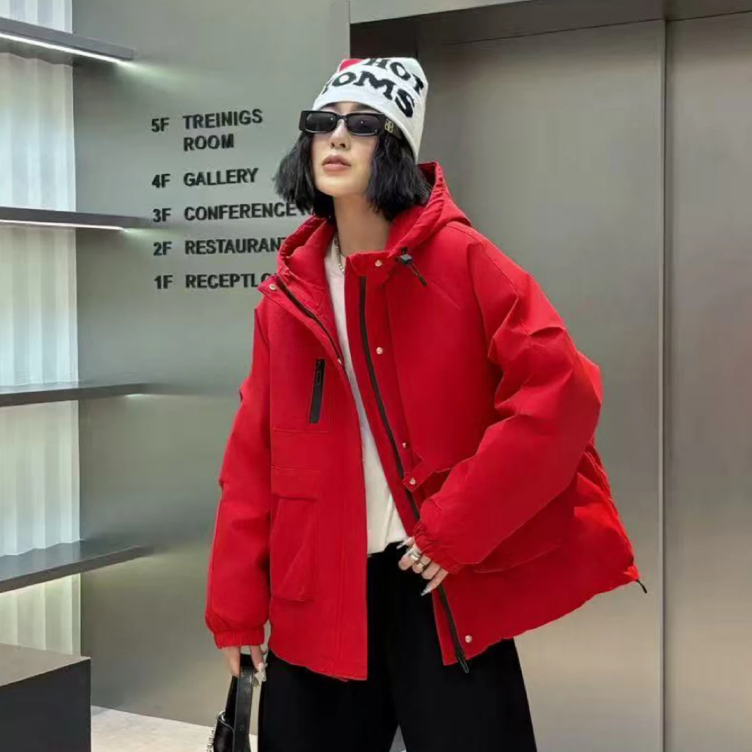 大码女装派克服冲锋衣羽绒服冬季休闲保暖休闲彩色外套时尚显瘦