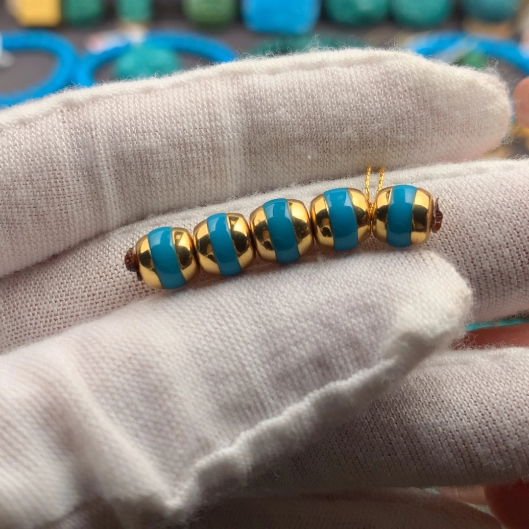 绿松石18K金镶嵌发饰6mm