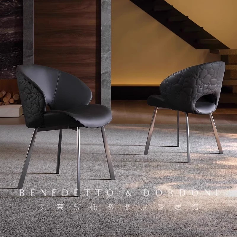 【曼沃顿】意式极简家用高级感轻奢简约现代餐桌椅接待洽谈椅餐椅
