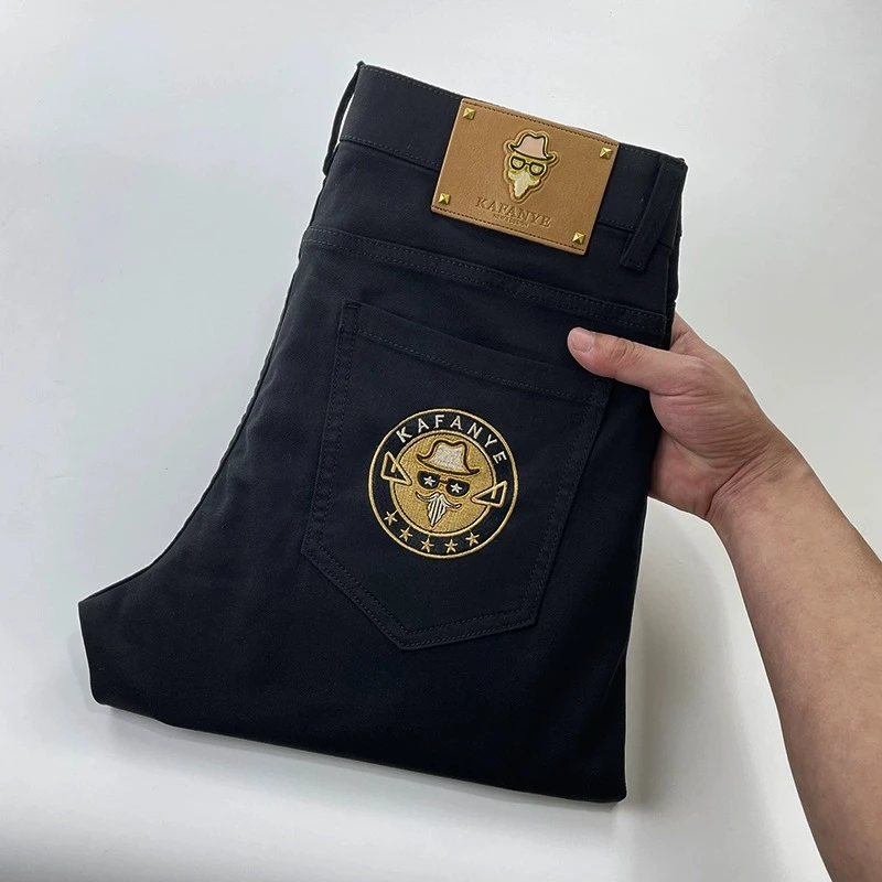 牛仔裤男士2025夏季新款欧货时尚百搭修身小直筒弹力休闲长裤子男