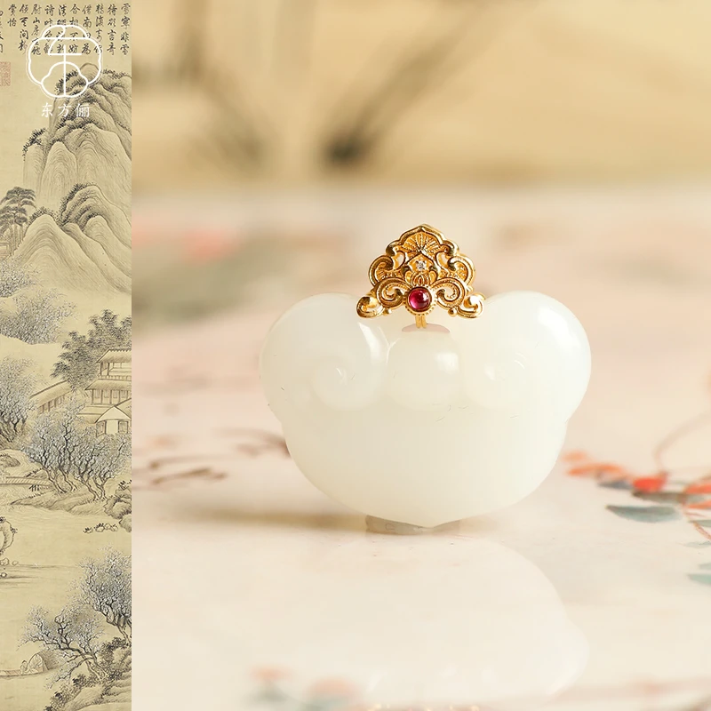 东方俪DOFUNLY【照雪柳】和田玉如意18K金设计款吊坠WYDZ川骛