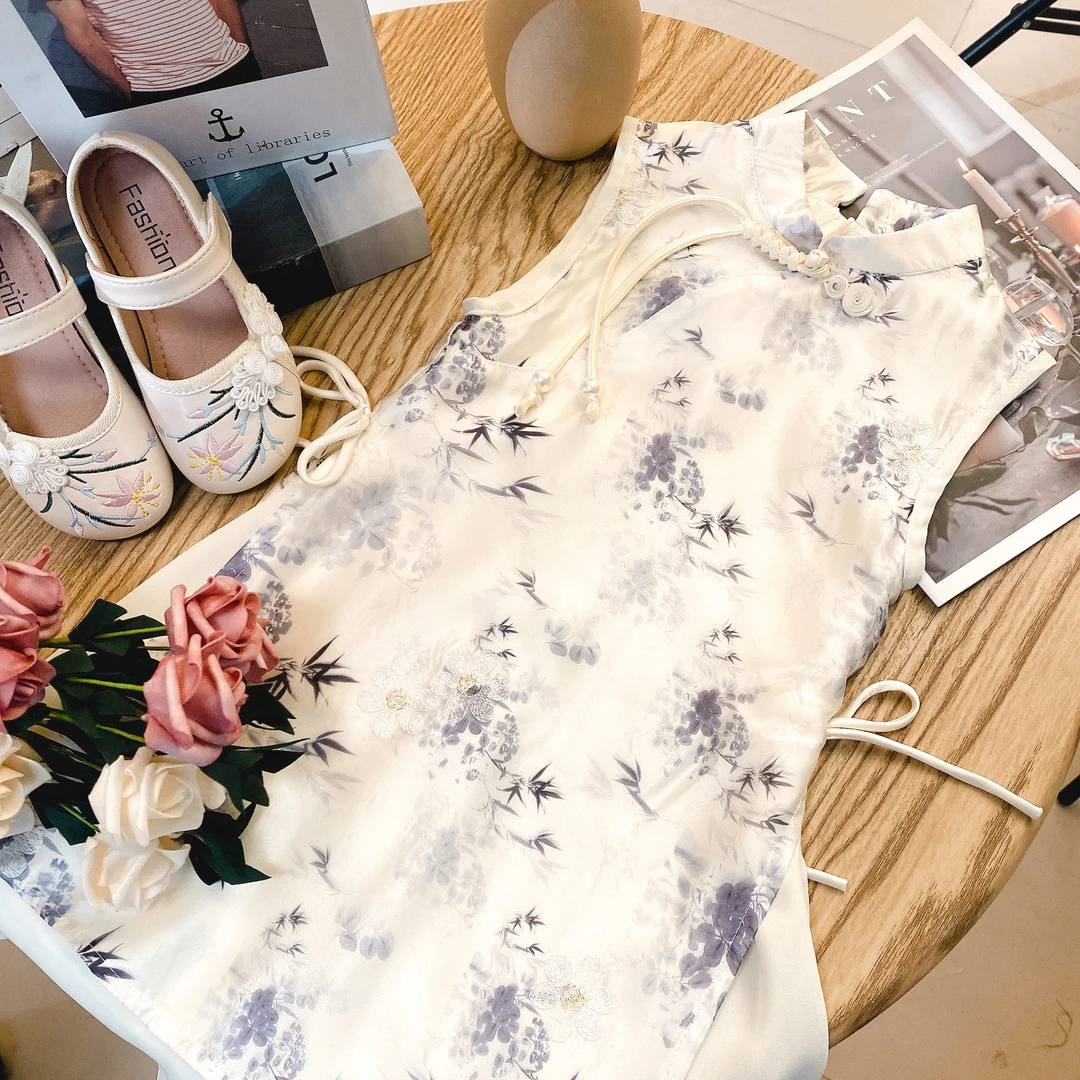 M女童连衣裙夏装旗袍2025新款小女孩新中式无袖裙子套装国风8100