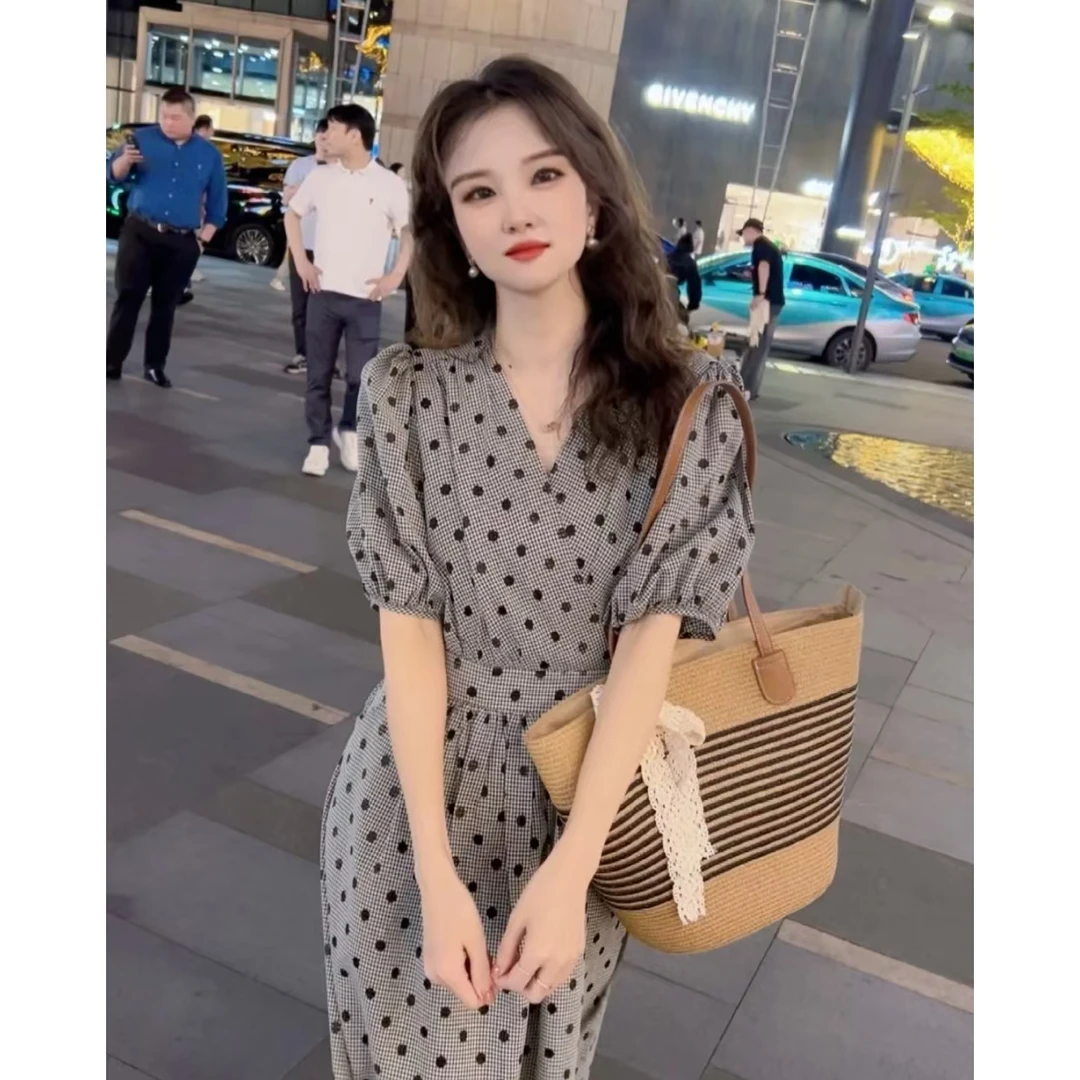 中国风连衣裙女装显瘦气质夏季法式收腰长款宽松连衣裙春夏