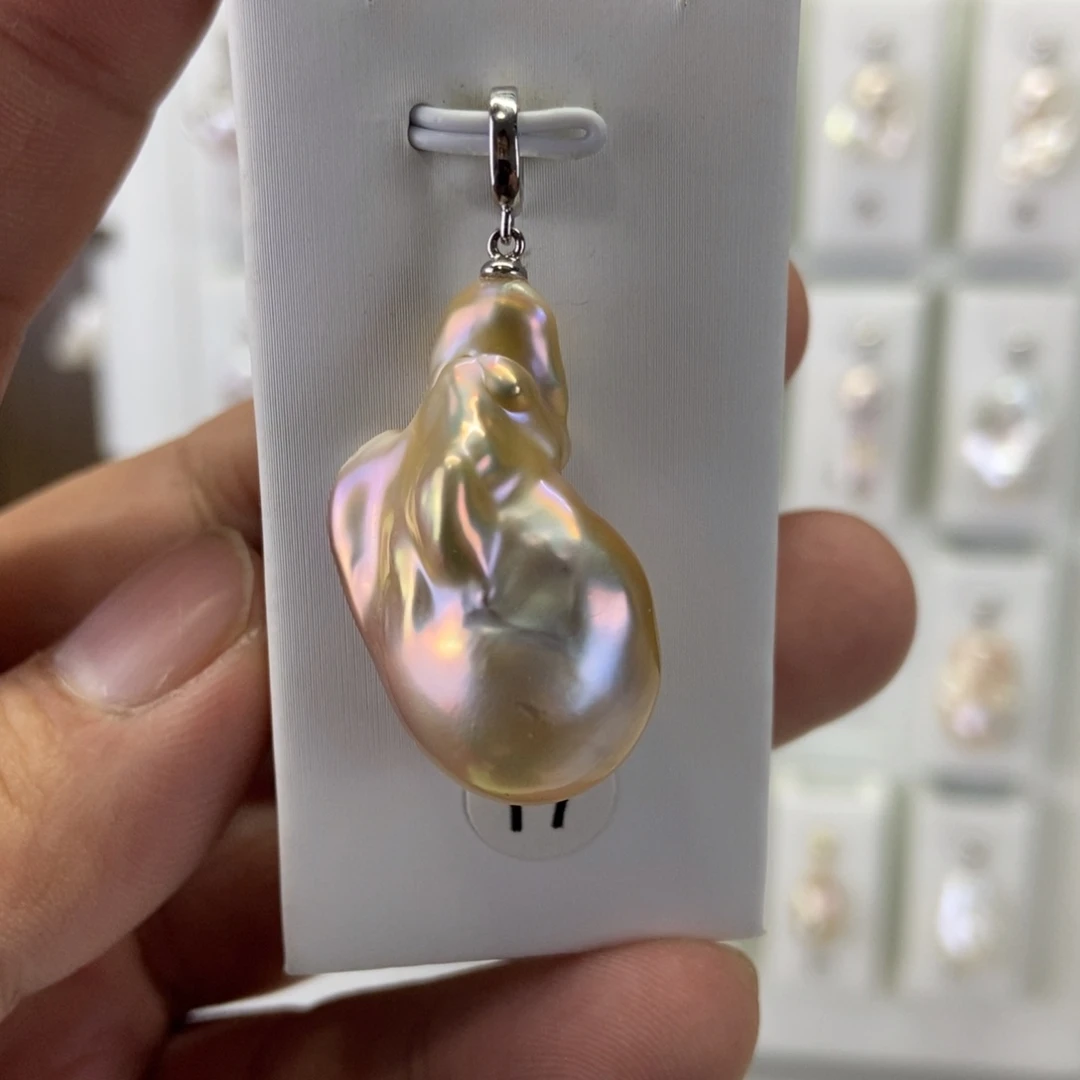 吊坠(不含链)银S925镶嵌淡水珍珠