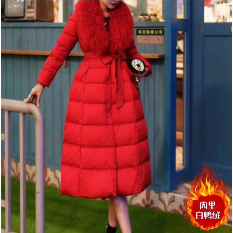 QC冬季新款高端收腰修身长款白鸭绒羽绒服外套GL9903
