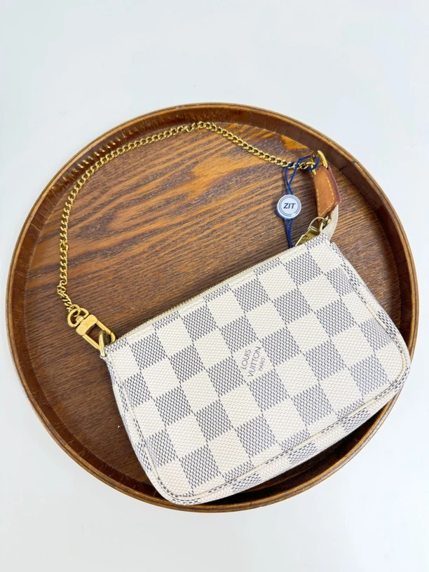 95新 LouisVuitton/路易威登 白棋盘格麻将包 小号
