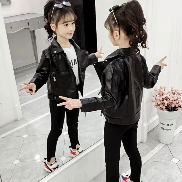 女童皮衣外套2025春秋装中大童小女孩洋气炸街韩版PU皮皮夹克加绒