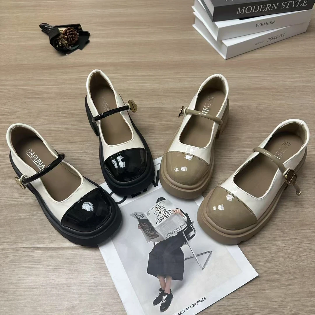 【MM】厚底玛丽珍小皮鞋2025新款增高一字带单鞋配裙子气质乐福鞋