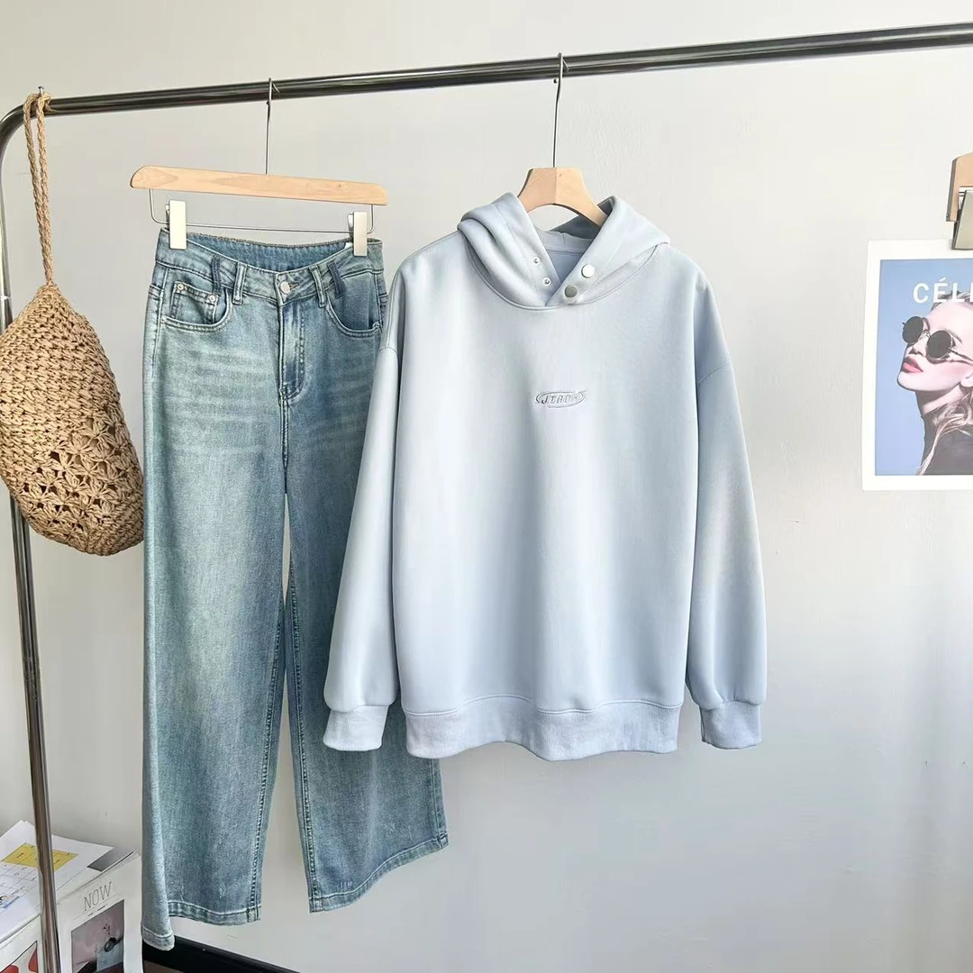 小静折扣~N1665Q 连帽宽松落肩休闲卫衣（衣长65（90-140斤）