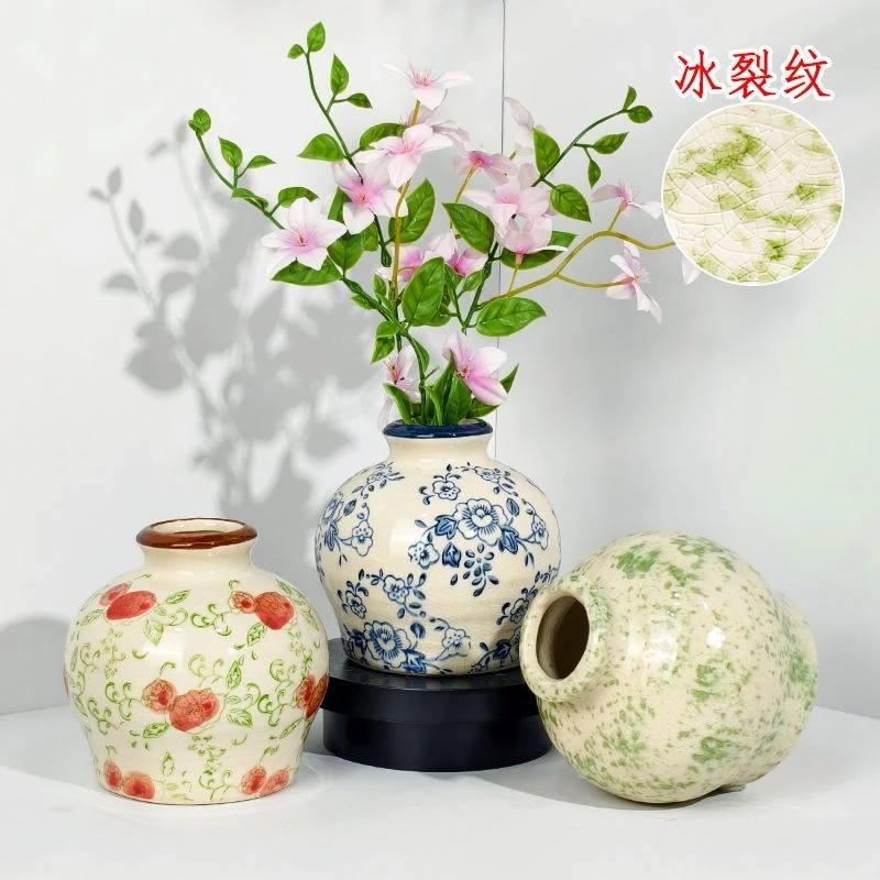 手绘青花香氛瓶冰裂纹陶瓷香器非遗水培花樽 新中式客厅玄关摆件