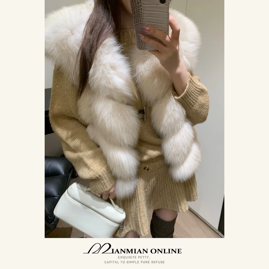 MIANMIANONLINE“暮色”秋冬狐狸毛洋气气质皮草马甲1351