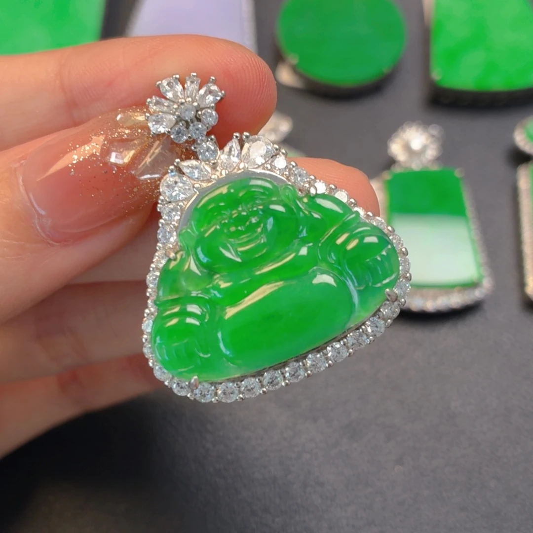 翡翠银S925镶嵌颈饰