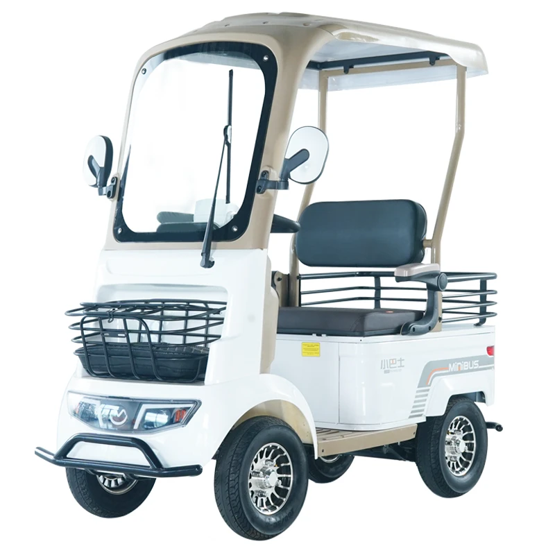 小巴士A2电动四轮车老年低速代步车倒车影像多媒体带棚四轮车