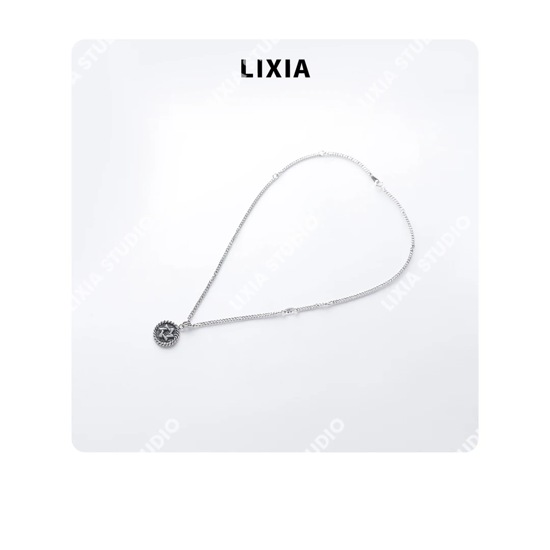 坠链均925银 LIXIA【幸运六芒星】时尚个性设计银项链吊坠-D10037