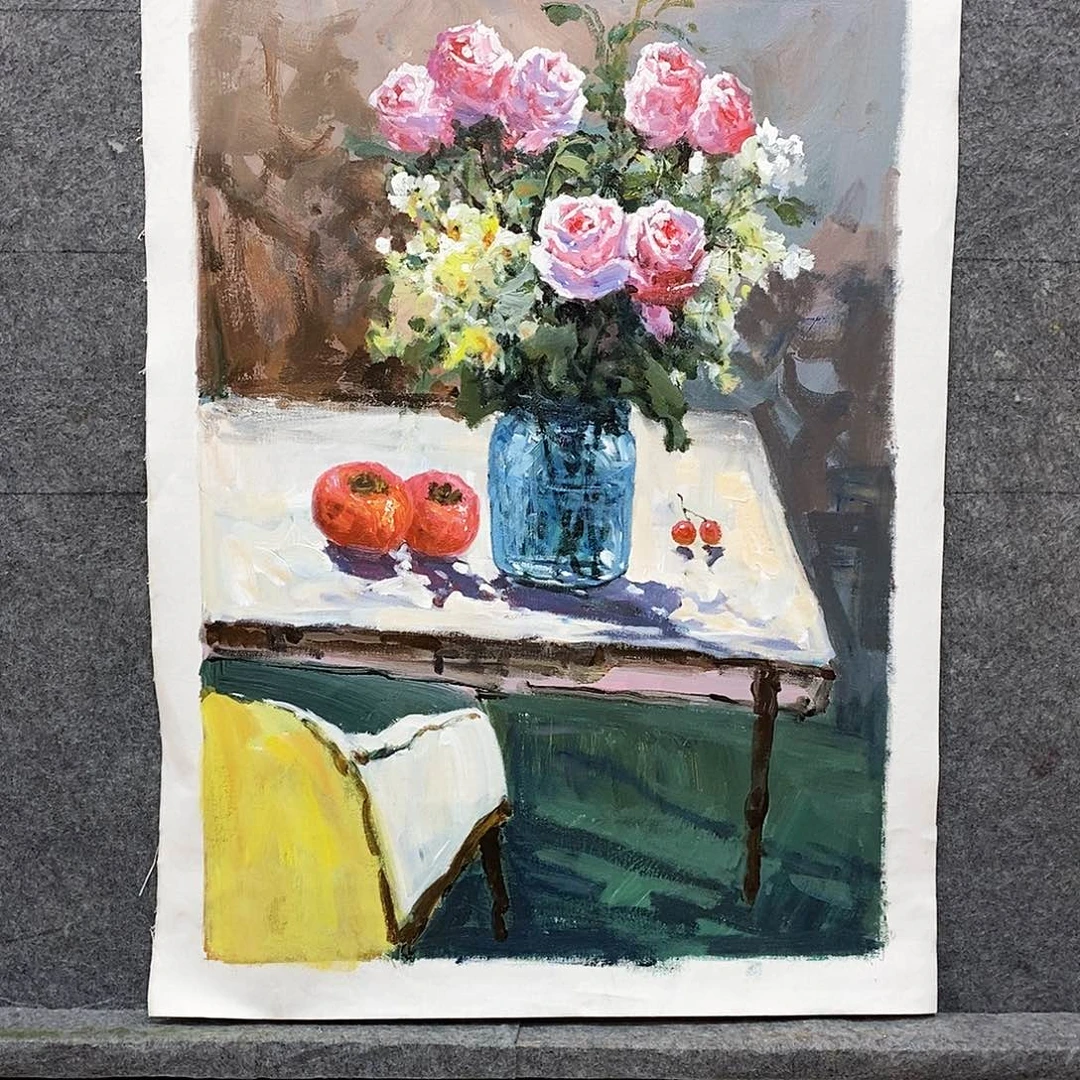 油画花卉油画尺寸60x 90