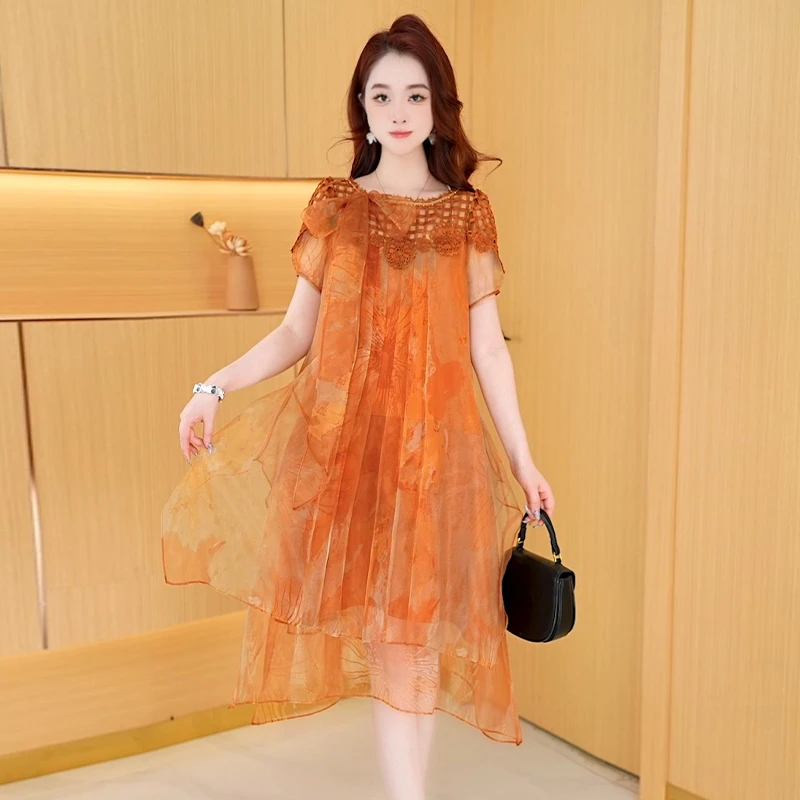 【连衣裙】夏季新款时尚修身气质高贵洋气宽松显瘦减龄碎花连衣裙