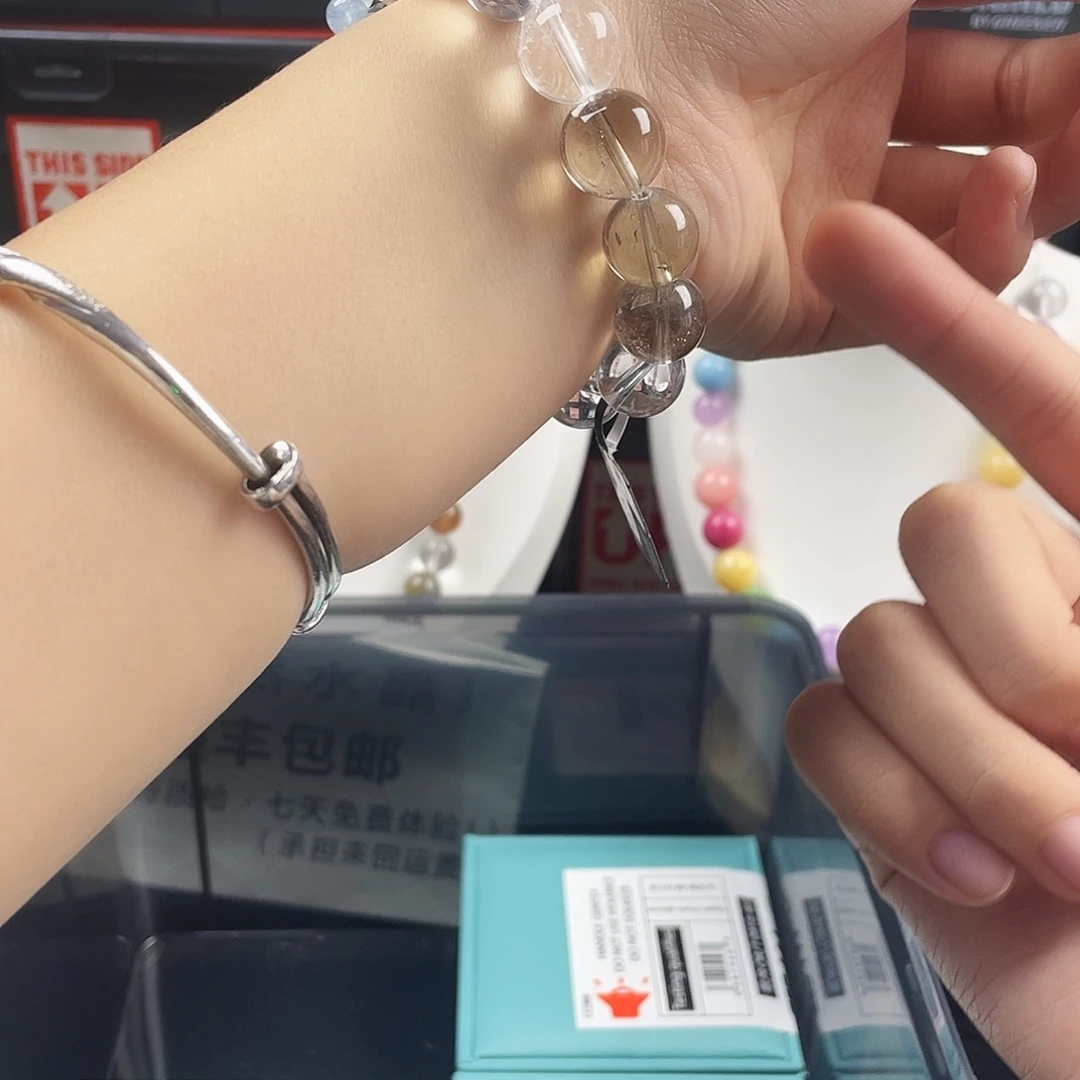 烟晶银S925镶嵌手链