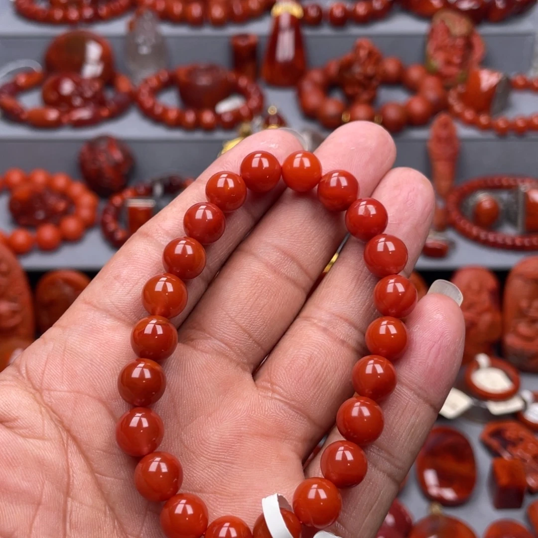 南红玛瑙未镶嵌珠宝奇石单圈8➕