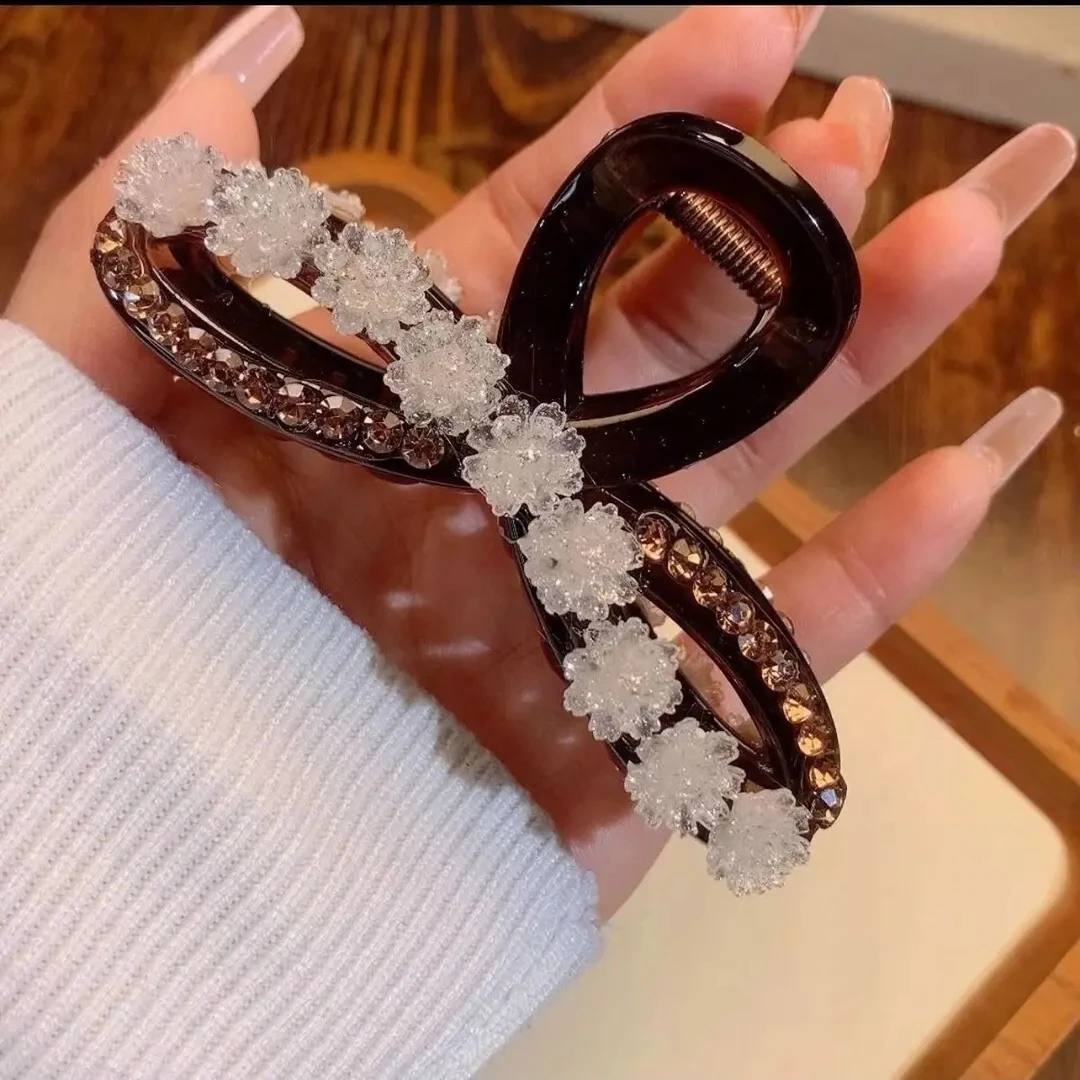 浪漫蔷薇发夹女后脑勺盘发抓夹优雅气质百搭鲨鱼夹子头饰优雅轻奢