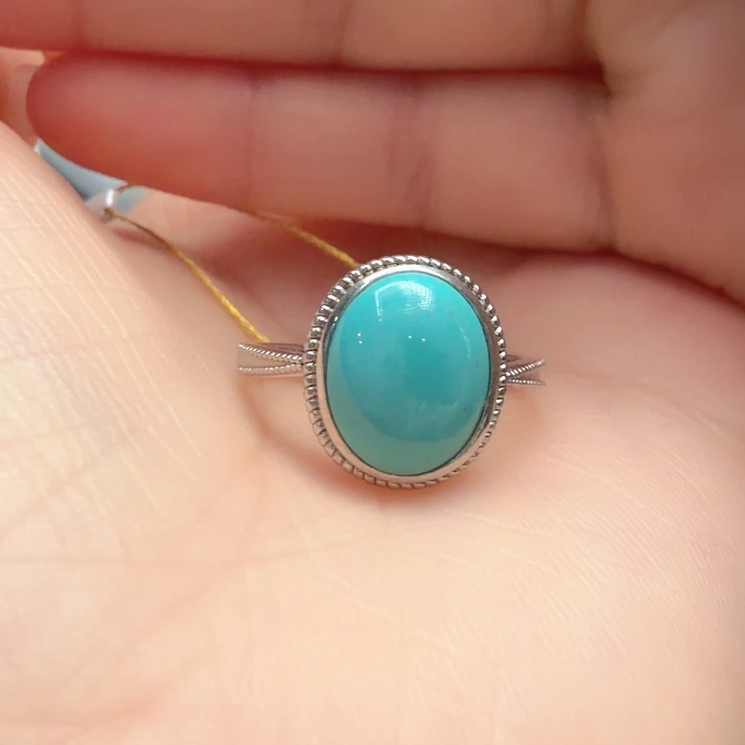 绿松石银S925镶嵌戒指