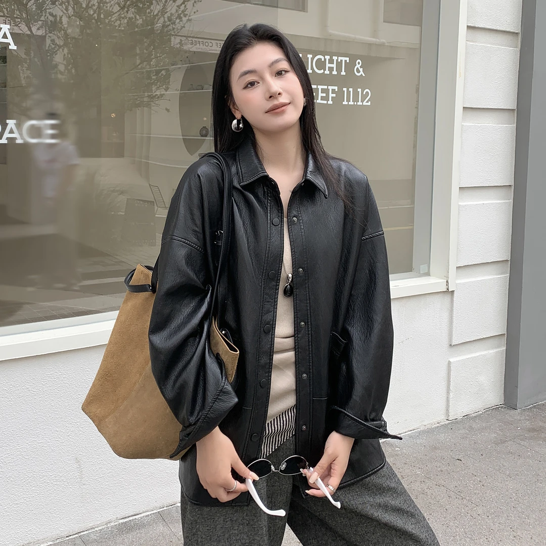 2025新款爆款洋气皮衣外套女款酷飒韩版宽松版秋季外套女春秋百搭