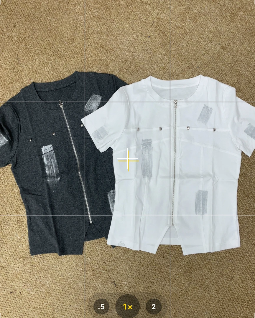 小白姐姐【现货】5830夏季款喷漆设计拉链T恤