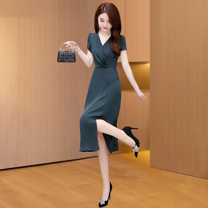 雪纺连衣裙2025新款女夏季高端精致奢华减龄端庄大气妈妈缎妈妈装