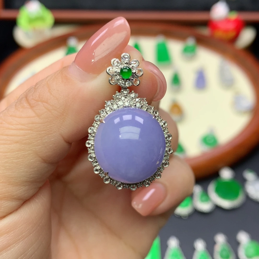 翡翠18K金镶嵌吊坠(不含链)