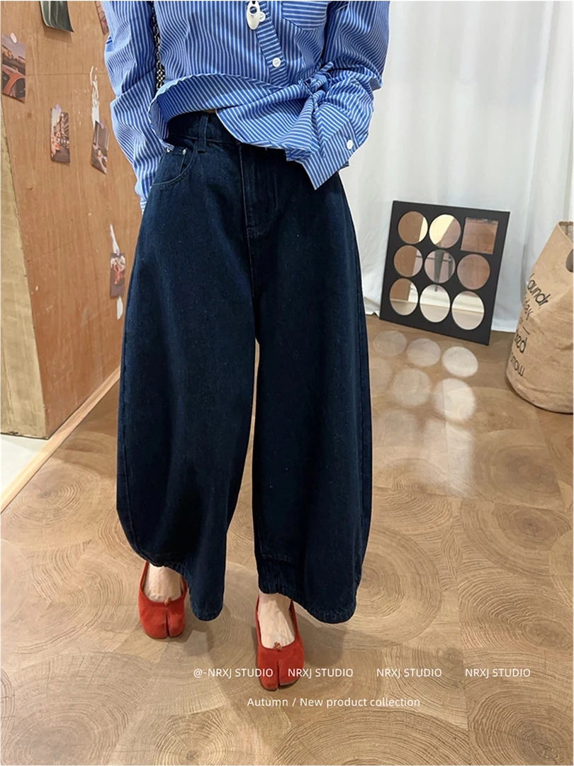 高腰九分加厚梧桐裤牛仔裤86728